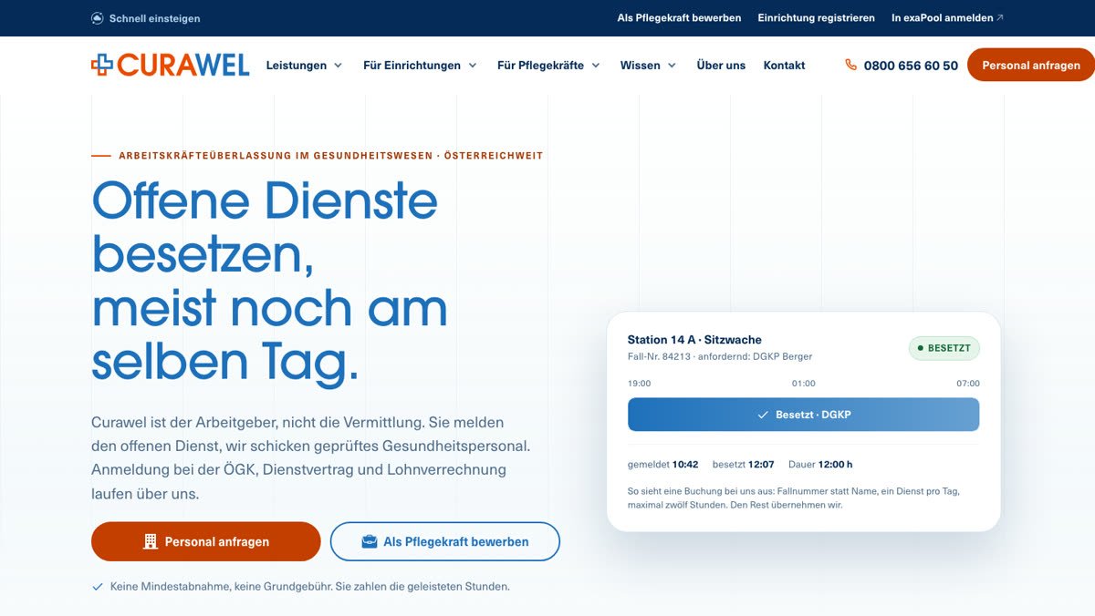 Startseite von Curawel