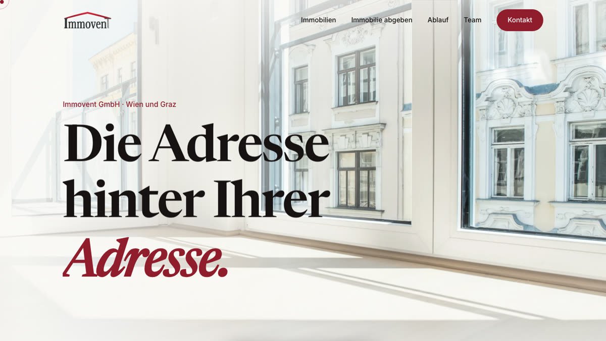 Startseite von Immovent