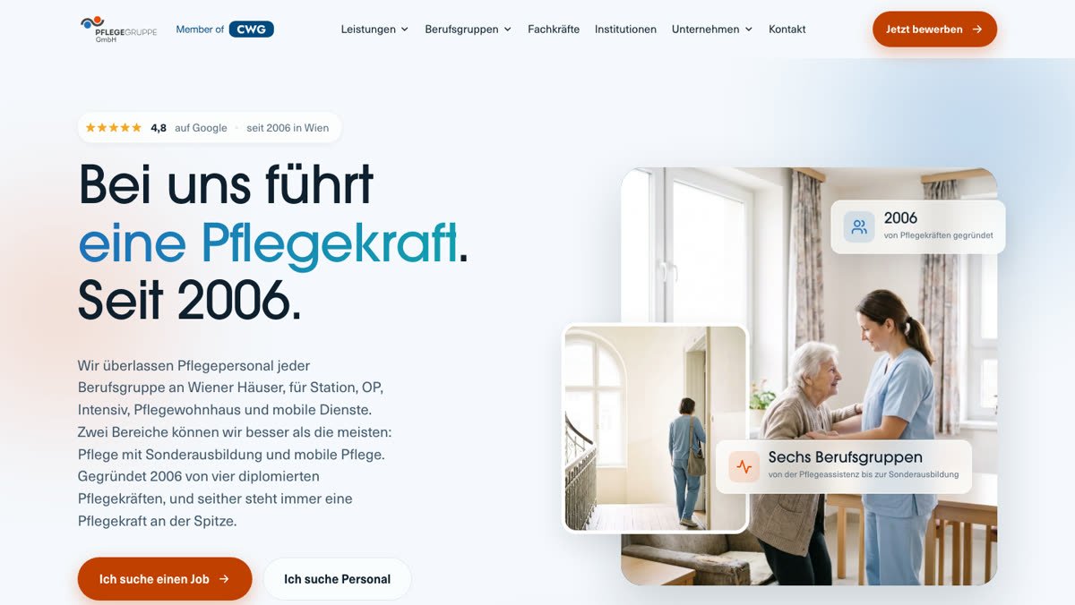 Startseite von Pflegegruppe